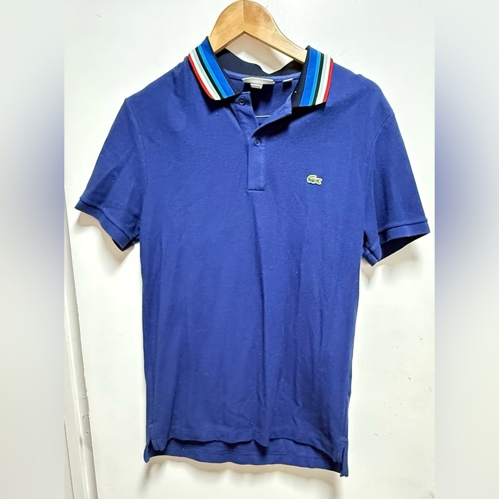 Lacoste Men's Polo Shirt with Multicolor Collar Size M